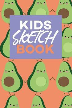 Paperback Kids Sketch Book: Kawaii Cute Avocado Vegan Food Pattern Book