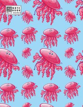 Paperback Notebook: Pink jellyfish on blue cover and Dot Graph Line Sketch pages, Extra large (8.5 x 11) inches, 110 pages, White paper, S Book