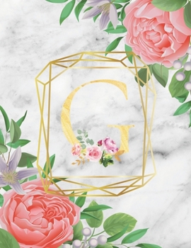 G :  Cute Initial Monogram Letter: College Ruled Notebook ( Size 8.5 X 11 ) Perfect For Women And Girl Design letters with flowers and background with ... suitable for Writing Journal & Note Taking