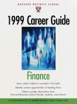 Paperback Harvard Business School Career Guide for Finance--1999 Book