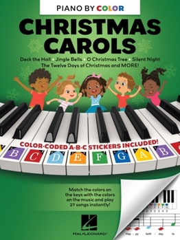 Paperback Piano-By-Color: Play Your Favorite Christmas Carols Instantly! - Color-Coded Key Stickers Included! Book