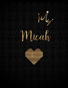 Micah: Black Personalized Lined Journal with Inspirational Quotes