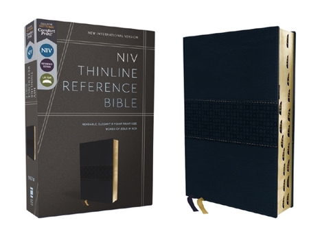 Imitation Leather Niv, Thinline Reference Bible (Deep Study at a Portable Size), Leathersoft, Navy, Red Letter, Thumb Indexed, Comfort Print Book