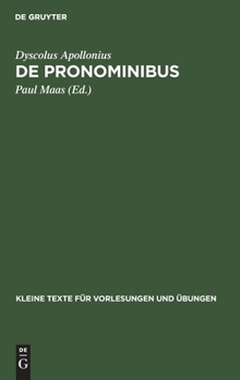 Hardcover de Pronominibus [Greek, Ancient (To 1453)] Book