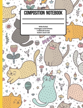 Paperback Composition Notebook Wide Ruled: Cats 110 Pages Book