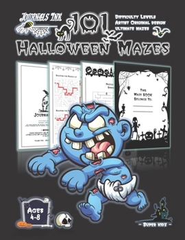 Paperback Halloween Maze Book for Kids Ages 4-8: 101 Puzzle Pages. Custom Art Interior. Cute fun gift! Diaper Zombie w Preview. SUPER KIDZ Book