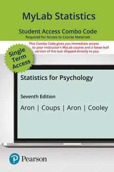 Printed Access Code Mylab Statistics with Pearson Etext for Statistics for Psychology -- Combo Access Card Book