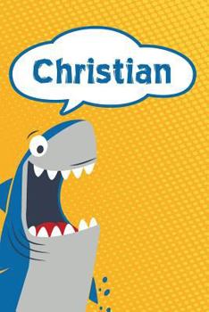 Paperback Christian: Personalized Shark Isometric Dot Paper Notebook for Kids 120 Pages 6x9 Book