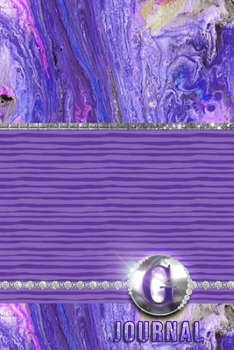 G Journal: Purple Acrylic Pour Abstract Art - Letter G Initial Monogram Lined Notebook