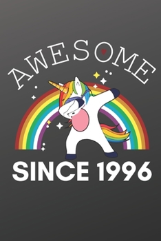 Paperback Awesome Since 1996 Notebook for Kids, Birthday Unicorn, Cute Happy Birthday Dabbing Unicorn Birthday Gift Black Cover: Lined Notebook / Journal Gift, Book