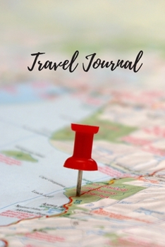 Travel Journal - 6x9 inch blank lined journal pin map cover pink