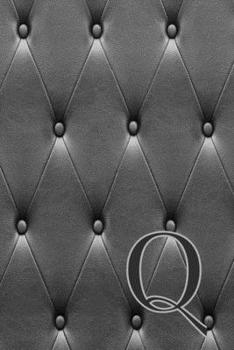 Q: Writing Journal Notebook Personalized with Black Monogram Initial Letter on a Dramatic Charcoal Gray Diamond Shape Tufted background. (6"x9" 110 Blank Lined Pages with Space for Date)