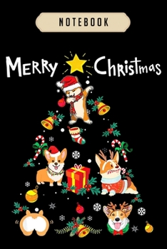 Notebook: Funny corgi christmas reindeer christmas lights pajama Notebook-6x9(100 pages)Blank Lined Paperback Journal For Student, corgi pups, corgi butt gift, corgi gifts for kids, women, girls, boys