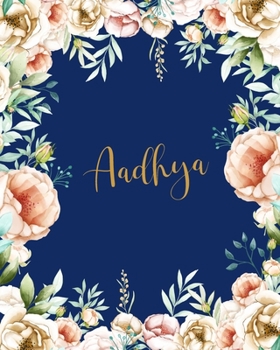 Aadhya Dotted Journal: Personalized Notebook Creative Journaling Custom Name Dotted Bujo Notes Writing Journal Pretty Blue Watercolor Flowers Gift for Thankgiving Birthday Valentines Anniversary Day