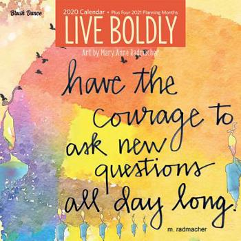 Live Boldly 2020 12 x 12 Inch Monthly Square Wall Calendar by Brush Dance, Artwork Art Calligraphy