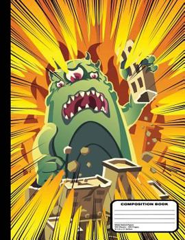 Paperback Giant Green City Eating Monster Composition Notebook Wide Ruled 200 Pages / 100 sheets, 8-1/2" x 11" Book