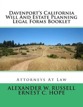 Paperback Davenport's California Will And Estate Planning Legal Forms Booklet Book