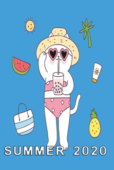 Summer 2020: hawaiian notebook with cats and Journal with 120 lined pages 6x9 inches