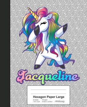 Paperback Hexagon Paper Large: JACQUELINE Unicorn Rainbow Notebook Book