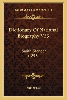 Paperback Dictionary Of National Biography V35: Smith-Stanger (1898) Book