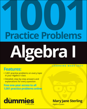 Paperback Algebra I: 1001 Practice Problems for Dummies (+ Free Online Practice) Book