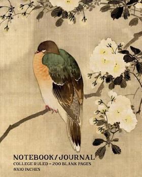 Japanese Wood Pigeon - Notebook/Journal: College Ruled - 200 Blank Pages - 8x10 Inches
