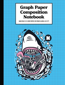 Graph Paper Composition Notebook Quad Rule 5x5 Grid Paper | 150 Sheets (Large, 8.5 x 11"): Shark Rock