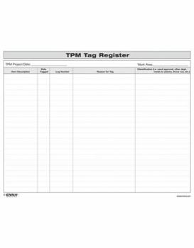 Loose Leaf TPM Tag Register: TPM Tag Register Book