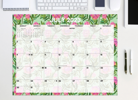 Calendar Bold Blooms 2023-24 Academic 22 X 17 Large Monthly Deskpad Book