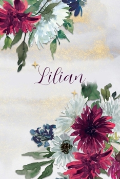 Paperback Lilian: Personalized Journal Gift Idea for Women (Burgundy and White Mums) Book