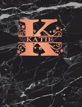 Paperback Katie: Personalized Journal Notebook for Women or Girls. Monogram Initial K with Name. Black Marble & Rose Gold Cover. 8.5 X Book