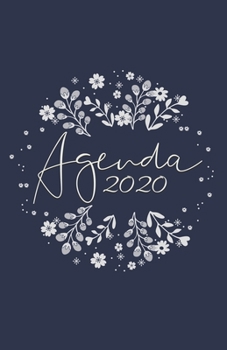 Agenda 2020: 12 mois de Janvier à Décembre 2020 | Planificateur, organisateur, semainier | Ornements bleu et blanc (French Edition)