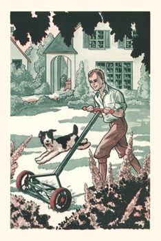 Paperback Vintage Journal Industrious Boy Mowing Lawn Book