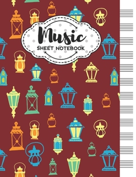 Music Sheet Notebook: Blank Staff Manuscript Paper with Street Lamps Themed Cover Design