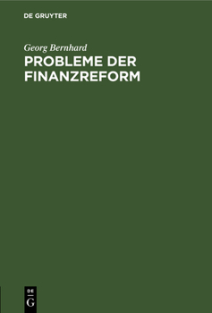 Hardcover Probleme Der Finanzreform [German] Book