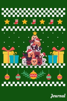 Journal: 120 Blank Lined Pages - 6" x 9" Notebook With Cute Dog Christmas Tree Print On The Cover