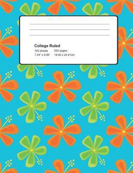 Paperback Composition Book College Ruled: Hibiscus Hawaiian Beach Notebook 100 sheets 200 pages paper 7.44x9.69 IN Perfect Binding Surf Surfboard Book