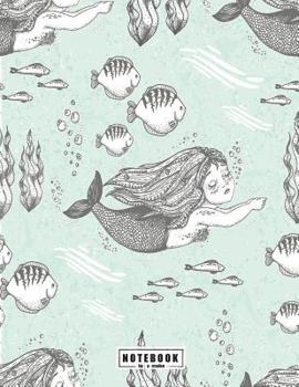 Notebook: Mermaid under the sea on green cover and Dot Graph Line Sketch pages, Extra large (8.5 x 11) inches, 110 pages, White paper, Sketch, Draw and Paint