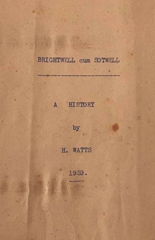 Paperback Brightwell-cum-Sotwell: A History: By Dr. H. Watts (1939) Book
