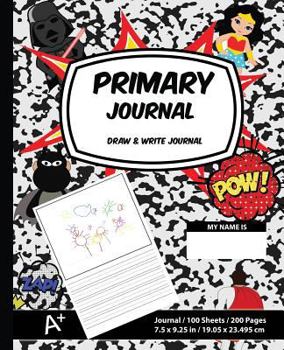Paperback Primary Journal: Comic Book Style (2), Primary Composition Draw & Write Journal, 7.5 in x 9.25 in, Soft Durable Cover, 100 Sheets, K-2n Book