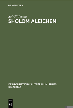 Hardcover Sholom Aleichem: A Non-Critical Introduction Book
