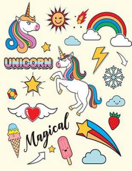 Paperback magical unicorn: unicorn on cream cover and Dot Graph Line Sketch pages, Extra large (8.5 x 11) inches, 110 pages, White paper, Sketch, Book