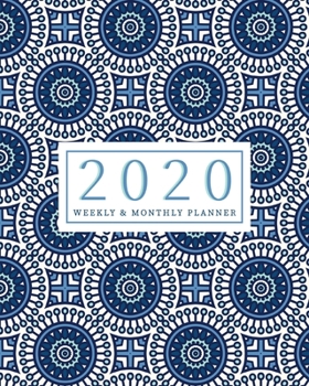 Paperback 2020 Planner Weekly & Monthly Planner: Blue Geometric Jan 1, 2020 - Dec 31, 2020 Agenda - Large Writing Calendar - A Year at A Glance - Inspirational Book