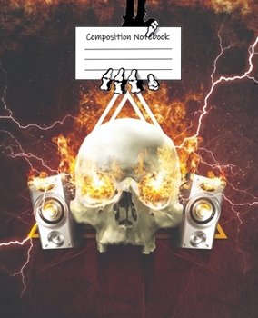 Skull with Speakers Wide Ruled Journal: 110 Blank Lined Wide Ruled (7.5 x 9.25) Pages to Jot Down Your Thoughts