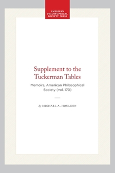 Hardcover Supplement to the Tuckerman Tables: Memoirs, American Philosophical Society (Vol. 170) Book