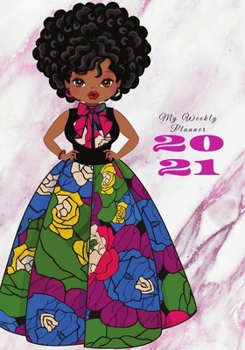 Paperback 2021 Black African Woman Weekly Planner Book