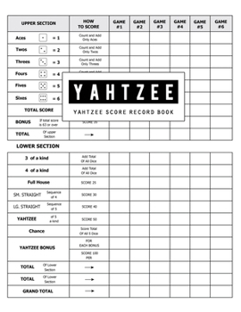 Paperback Yahtzee Score Record: Game Record Score Keeper Sheet for Multiple Games of Score Cards Yahtzee with Players in the player name and record di Book