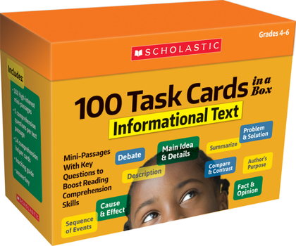 Product Bundle 100 Task Cards in a Box: Informational Text: Mini-Passages with Key Questions to Boost Reading Comprehension Skills Book