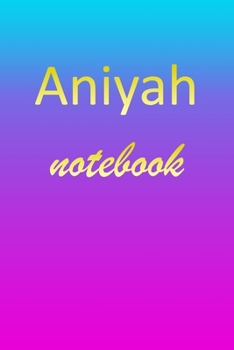 Aniyah: Blank Notebook | Wide Ruled Lined Paper Notepad | Writing Pad Practice Journal | Custom Personalized First Name Initial A Blue Purple Gold  | ... Homeschool & University Organizer Daybook