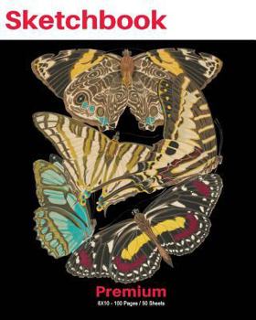 SketchBook: Papillon Butterfly Art Print (9), 8"x10" Sketch Pad, Sketching and Drawing Paper, Note Pad -[Premium Sketch Books]